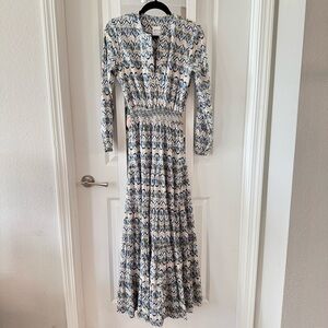 NEW Misa Los Angeles Maxi Dress Size Small Color White Blue